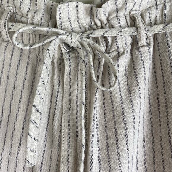 rag & bone Striped Shorts Size 30 Ivory Cream Linen Blend Paperbag High Waist - Picture 8 of 13